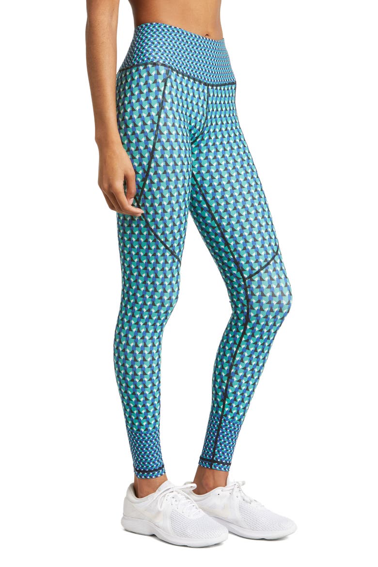 Print Power Workout 7/8 Pocket Leggings, Alternate, color, GREEN GEO PRINT