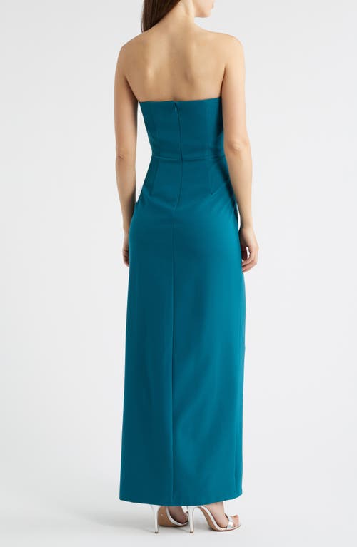 Vince Camuto Laguna Ruffle Detail Strapless Gown In Green
