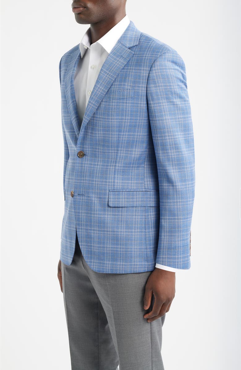 Nordstrom Henrik Trim Fit Light Blue Plaid Wool Sport Coat, Alternate, color, Blue Azure Check
