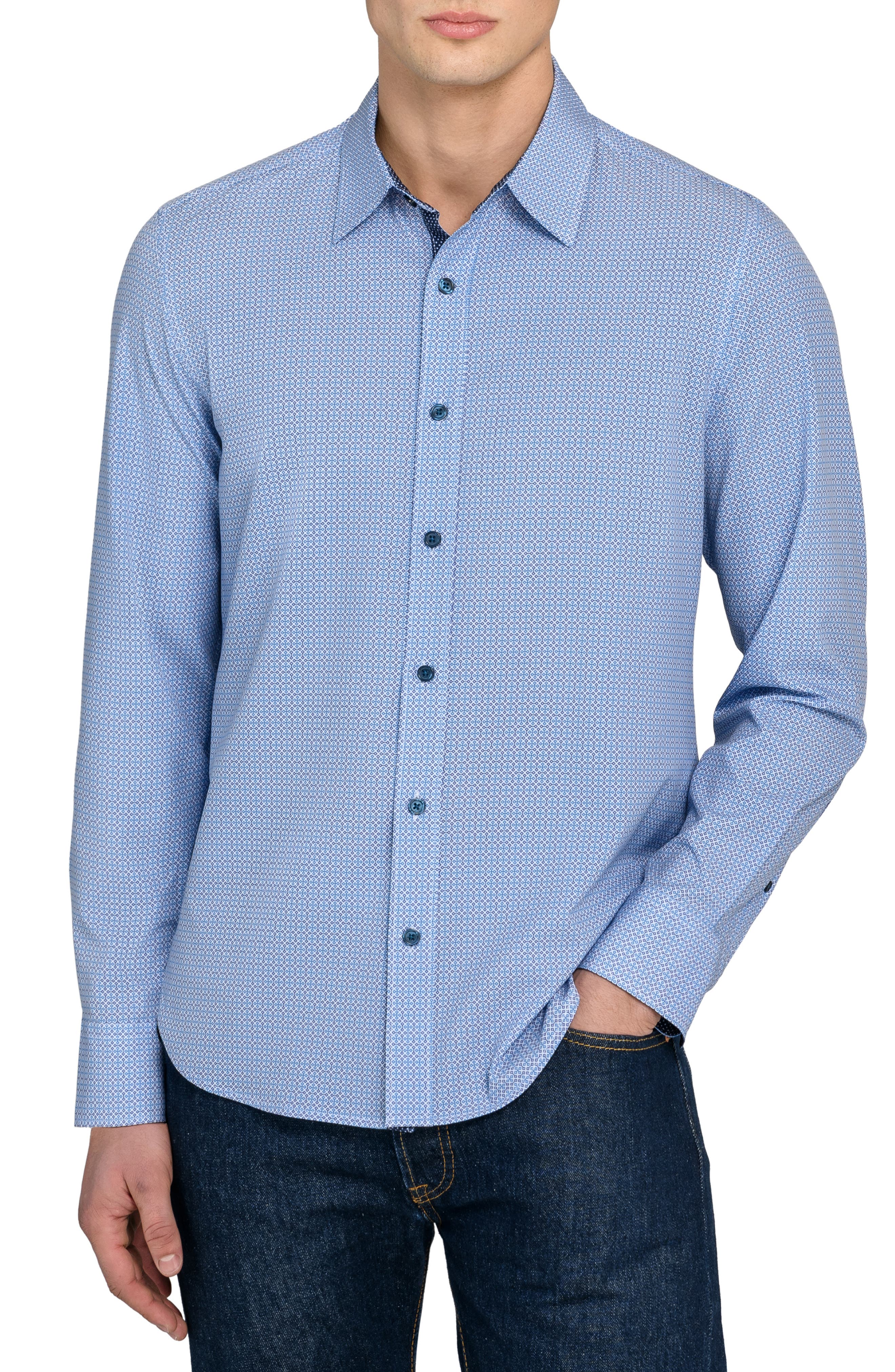 CONSTRUCT Cross Geo Print Stretch Dress Shirt