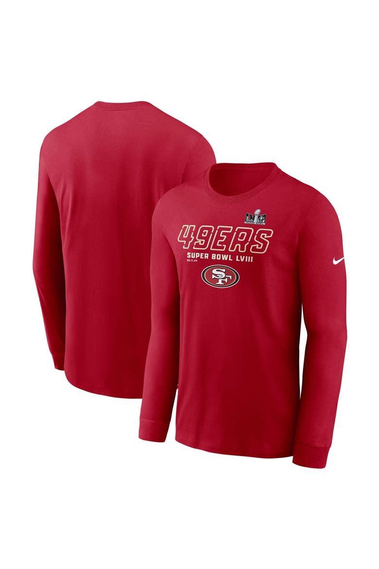 Men's Nike Scarlet San Francisco 49ers Super Bowl LVIII Iconic Long Sleeve T-Shirt, Main, color, Scarlet
