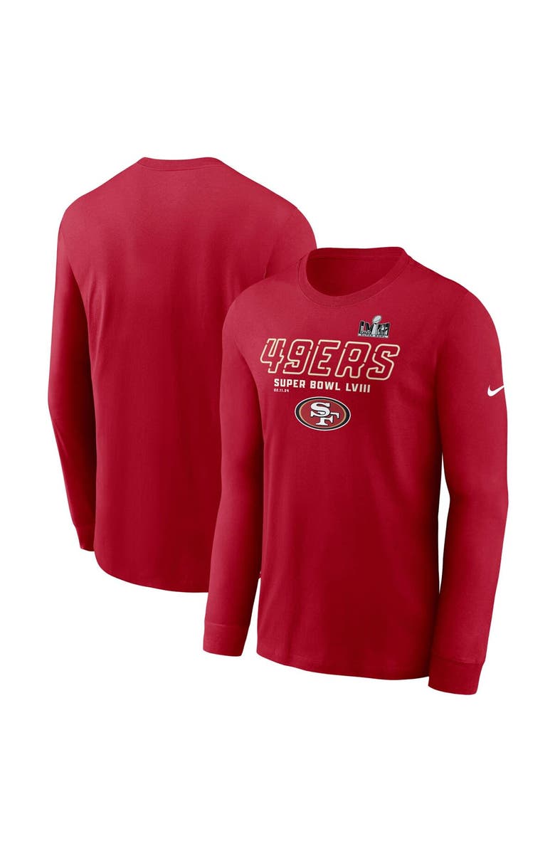 Nike Men's Nike Scarlet San Francisco 49ers Super Bowl LVIII Iconic Long Sleeve T-Shirt, Main, color, 