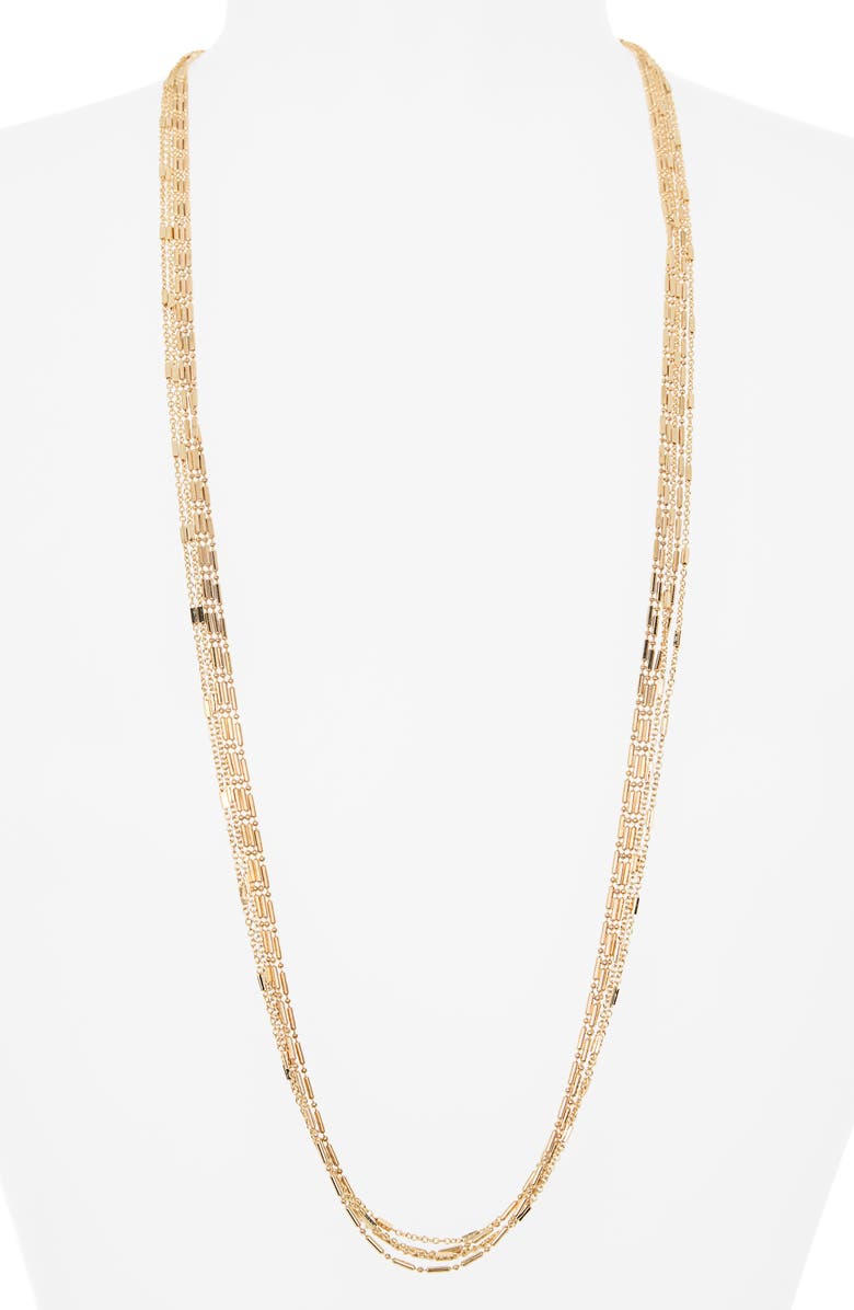 NORDSTROM RACK Layered Bead Chain Necklace, Alternate, color, Gold