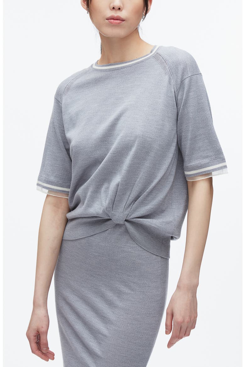 Short Sleeve Knit Wool Dress, Alternate, color, GREY MELANGE