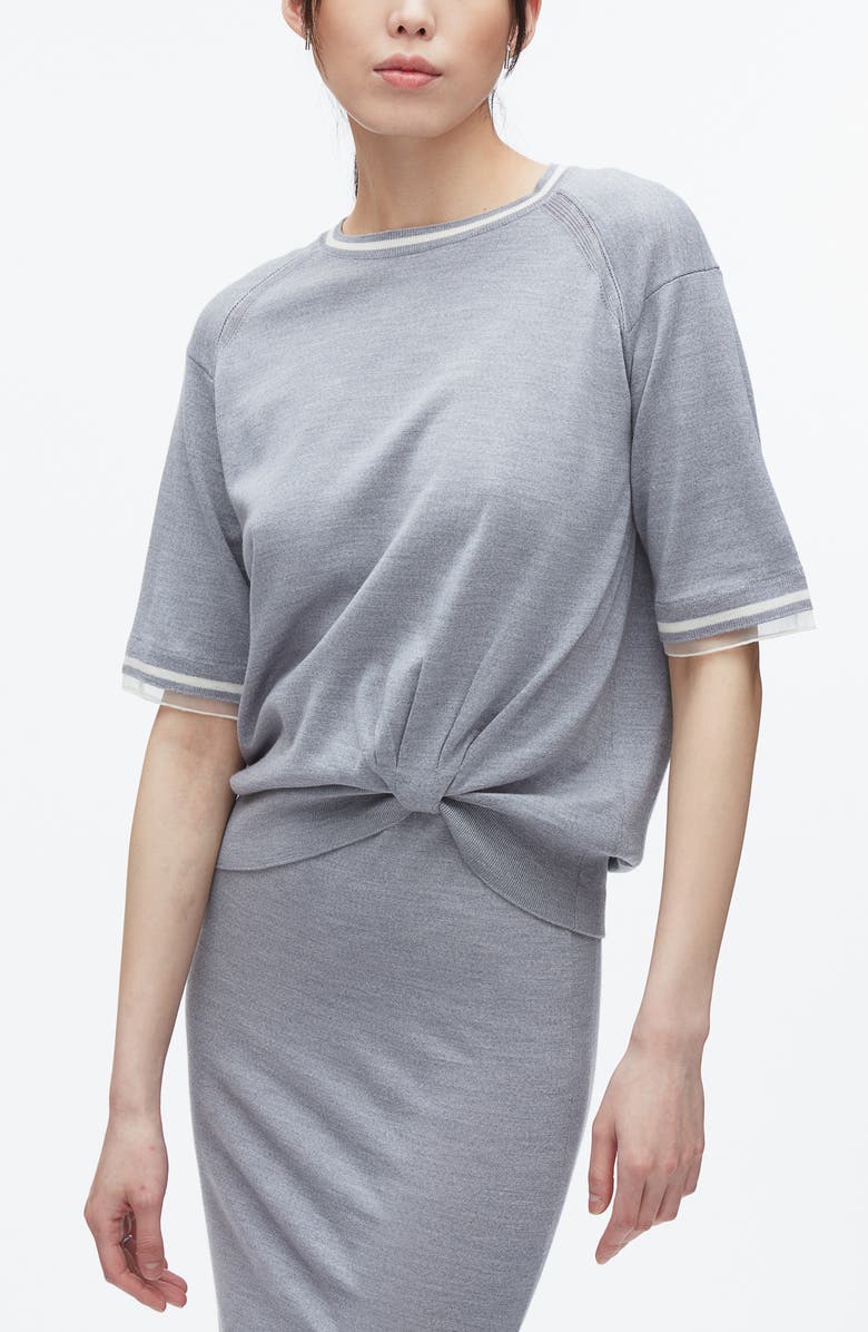 3.1 Phillip Lim Short Sleeve Knit Wool Dress, Alternate, color, Grey Melange
