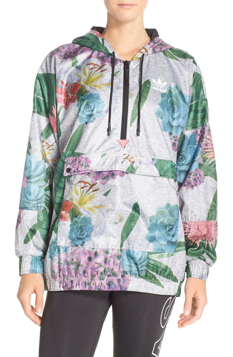 adidas Originals 'Training' Floral Windbreaker Jacket, Main, color, 