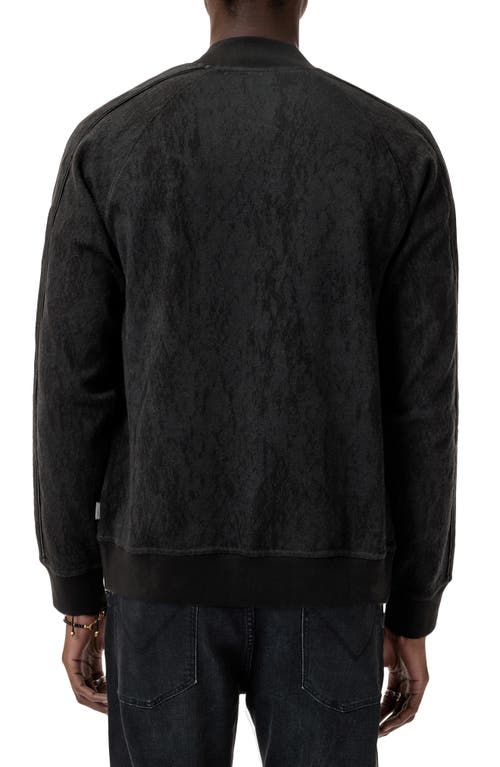 John Varvatos Riggins Python Jaquard Cotton Stretch Blend Bomber Jacket In Black