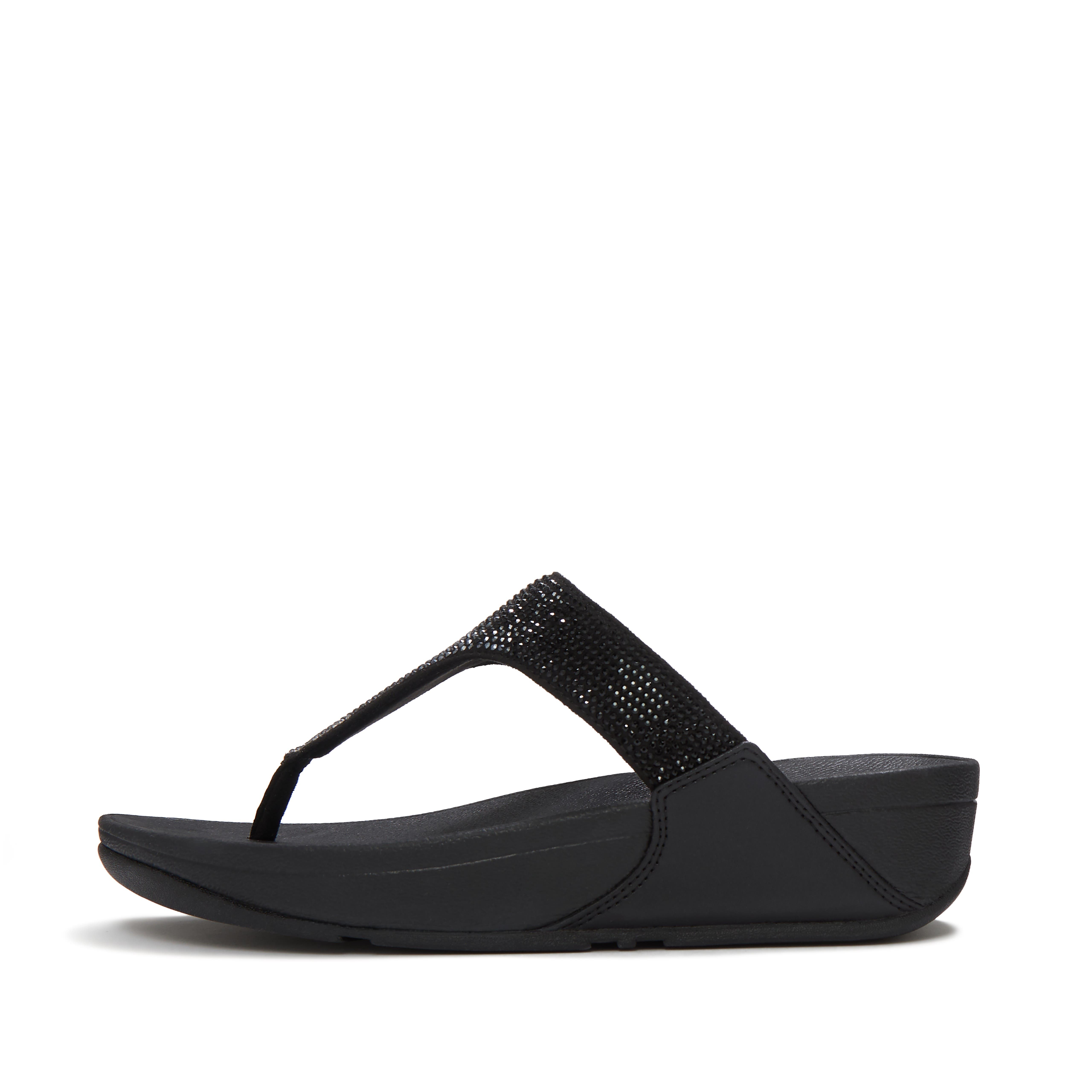 Lulu Ombre Crystal Toe-Post Sandals, Alternate, color, Black