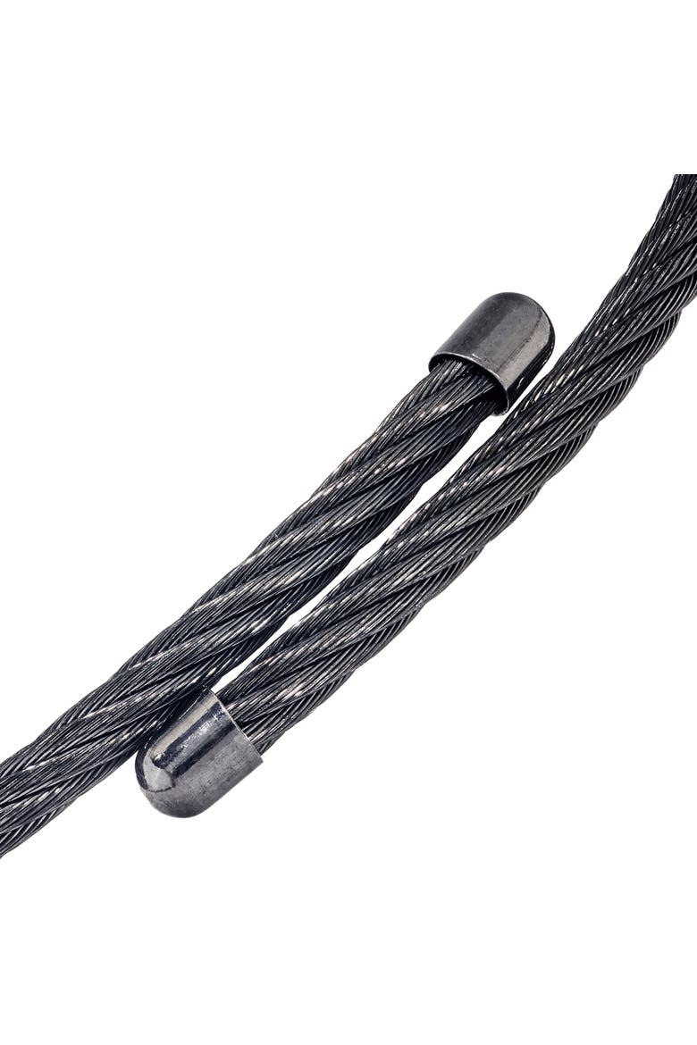 Adjustable Stainless Steel Cable Bracelet, Alternate, color, GUNMETAL