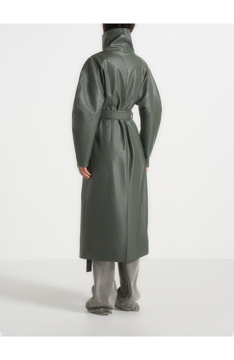 Manière De Voir Leyna Ostrich Hourglass Belted Coat, Alternate, color, Sage