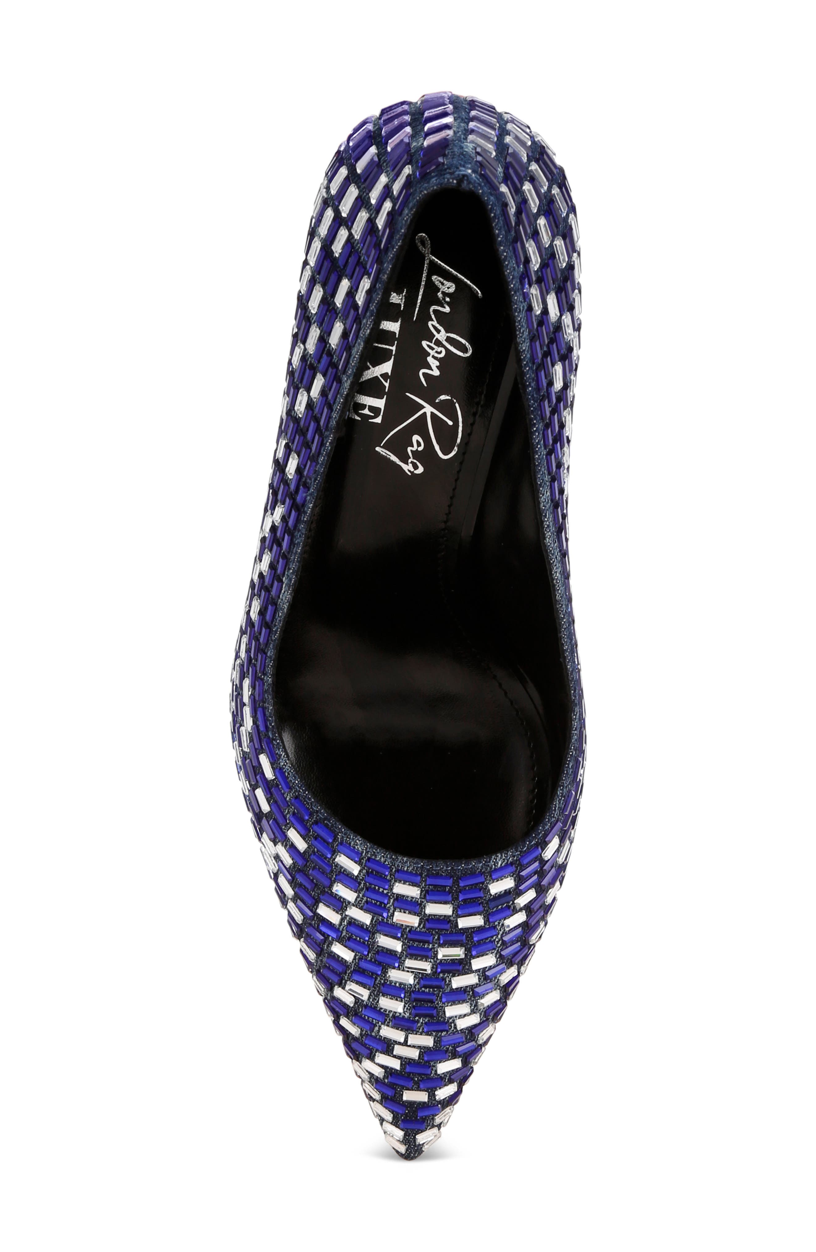 Elodie Mirrored Jewel Pump, Alternate, color, DENIM