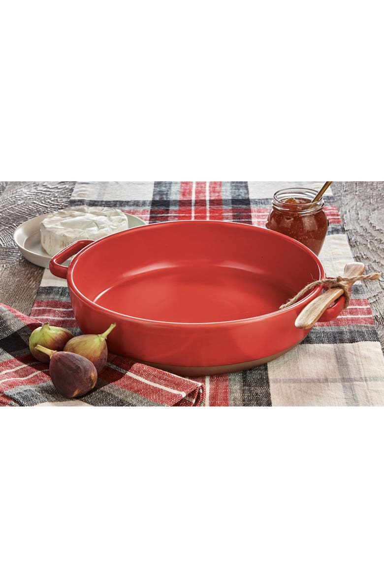 tag Brie Baker Spreader Set of 2 Red Ceramic Baking Dishes, Alternate, color, Red