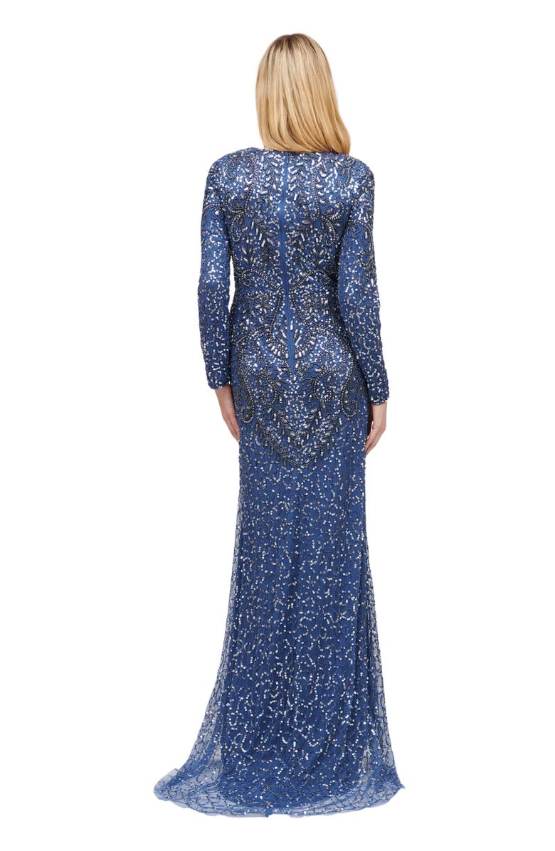 MARYISA Occasion Modest Embellished Sequin Beaded Foral A Line Evening Maxi, Alternate, color,