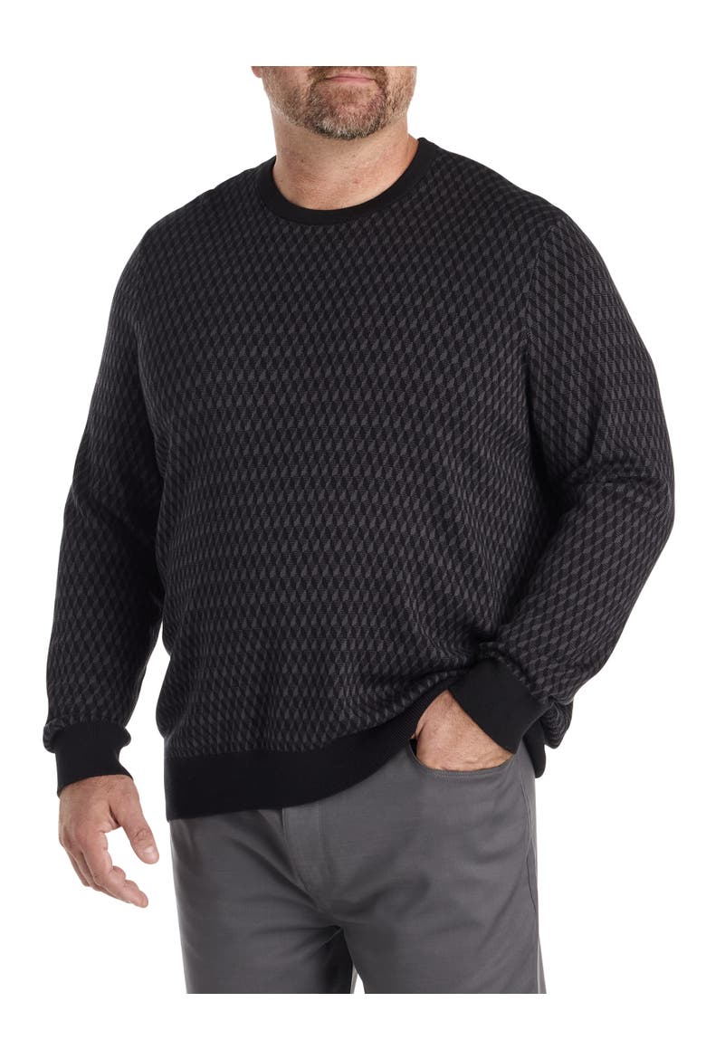 Big & Tall Textured Crewneck Sweater, Main, color, BLACK
