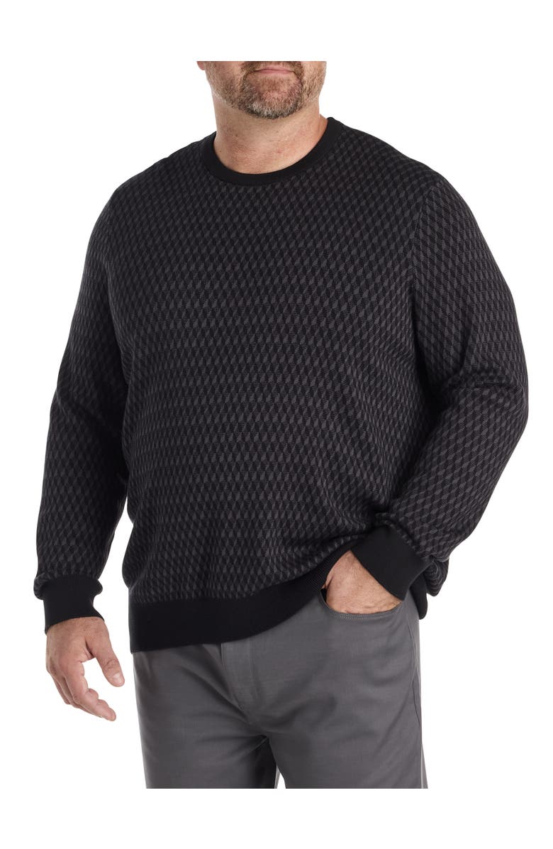 Perry Ellis Big & Tall Textured Crewneck Sweater, Main, color, Black