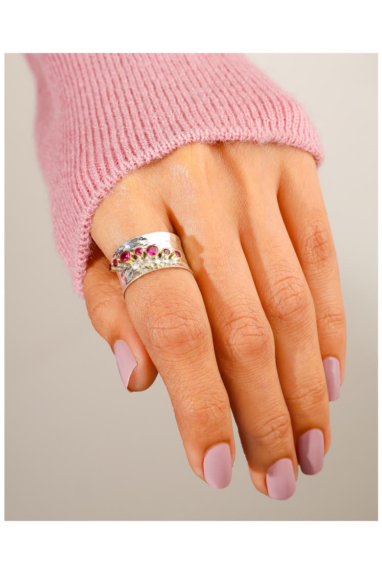 Two-Tone Lab-Grown Ruby Ring, Alternate, color, PINK