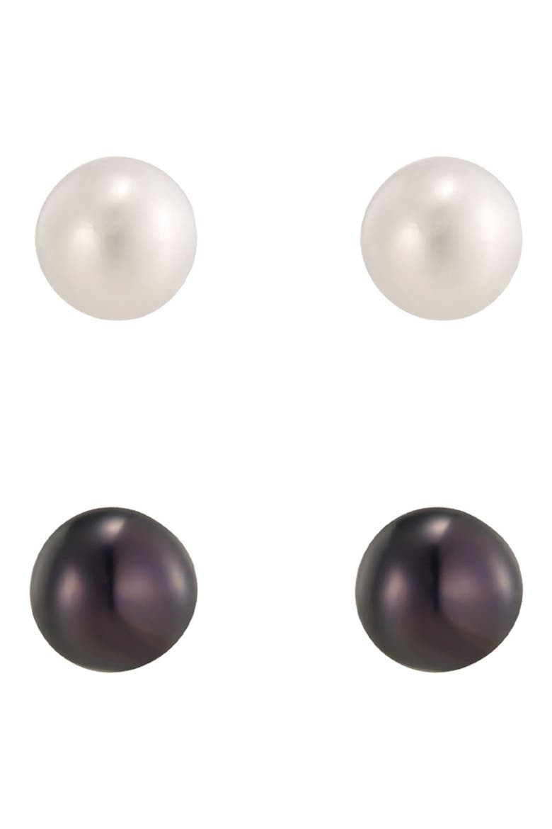 Set of 2 Freshwater Pearl Stud Earrings, Alternate, color, BLACK/ WHITE