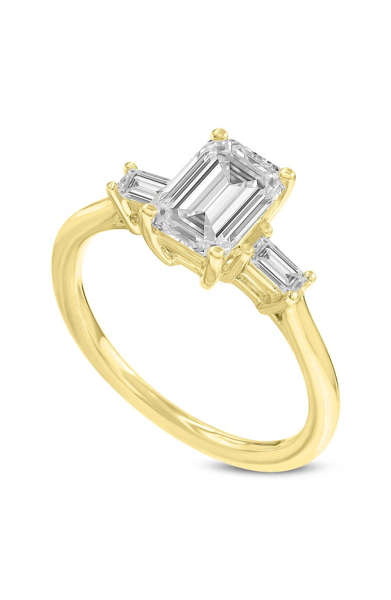 LuvMyJewelry Ophelia 14K Yellow Gold Emerald Cut & Baguette Lab Grown Diamond Three Stone Engagement Ring - 1.7 ctw, Main, color, 