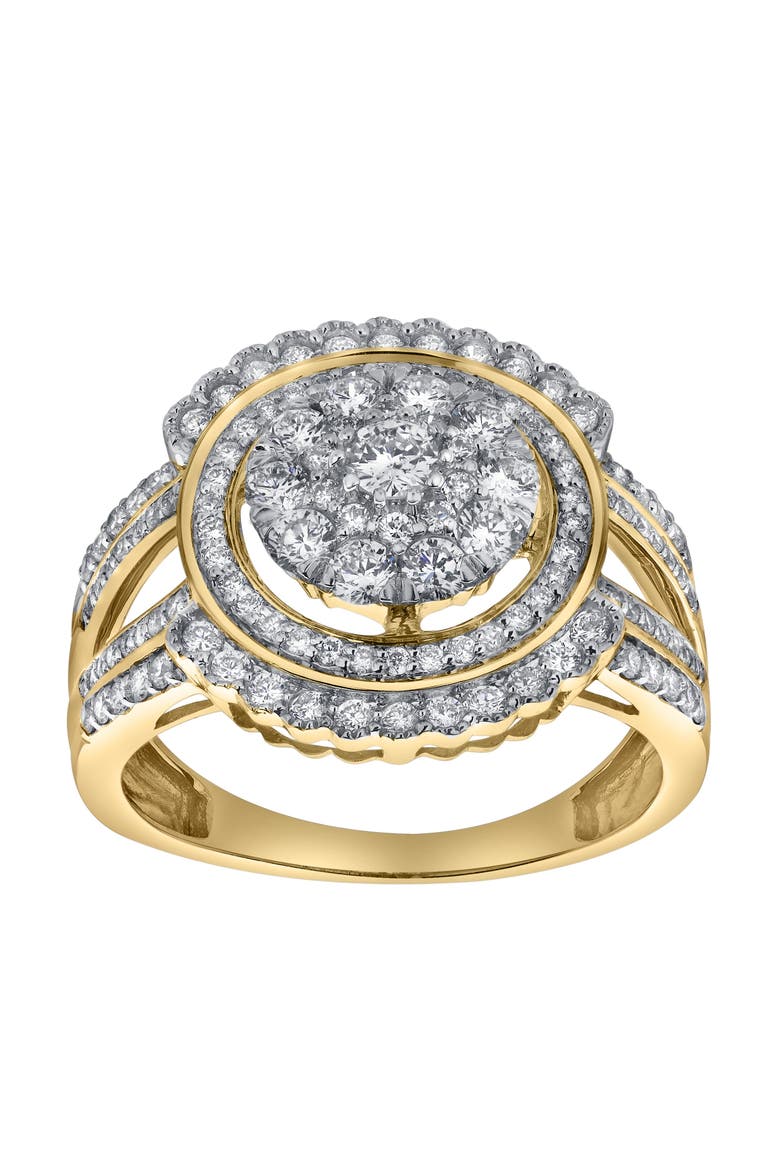 Astrid 14K Gold Round Diamond Studded Cluster Ring - 0.97cts, Main, color, 14K Yellow Gold