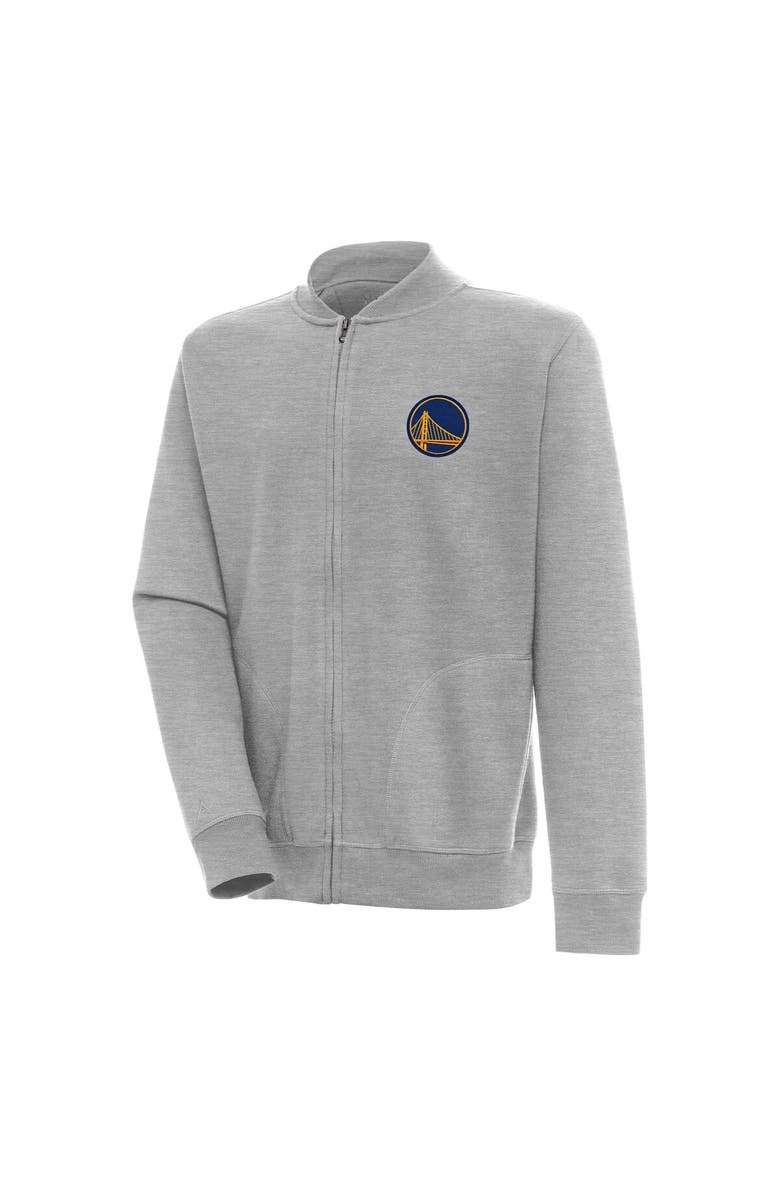 ANTIGUA Men's Antigua  Heather Gray Golden State Warriors Victory Full-Zip Jacket, Main, color, 