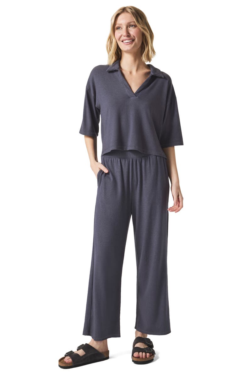 Splendid Brooke Johnny Collar Top, Alternate, color, Ash Navy