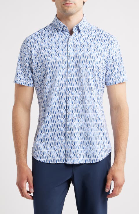 Halyard Trim Fit Abstract Short Sleeve Button-Up Shirt