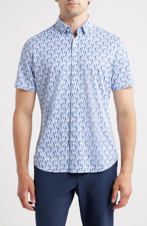 Mizzen + Main Mizzen+main Halyard Trim Fit Abstract Short Sleeve Performance Button-up Shirt