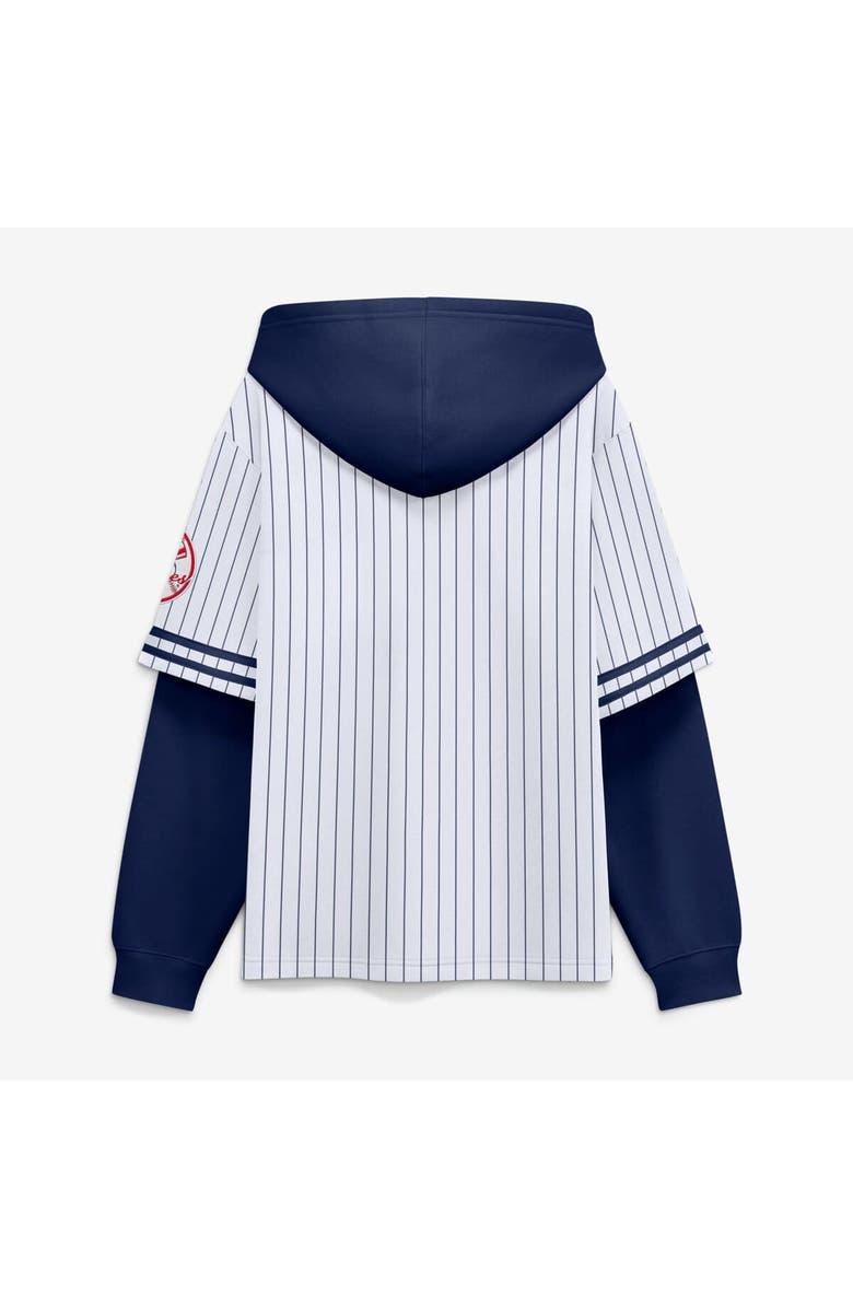 FANATICS Men's Fanatics White/Navy New York Yankees Relaxed Fit Layered Pinstripe Hoodie, Alternate, color, White