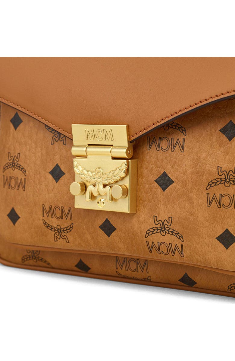 MCM Tracy Satchel in Visetos Leather Mix, Alternate, color, Cognac
