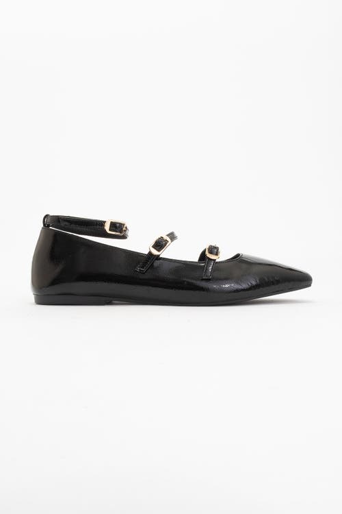 Forever & Always Shoes Serena Leather Mary Jane Flats In Black Patent Leather