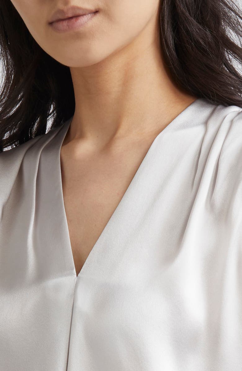 Eleventy Pleated Sleeveless Silk Satin Top, Alternate, color, 