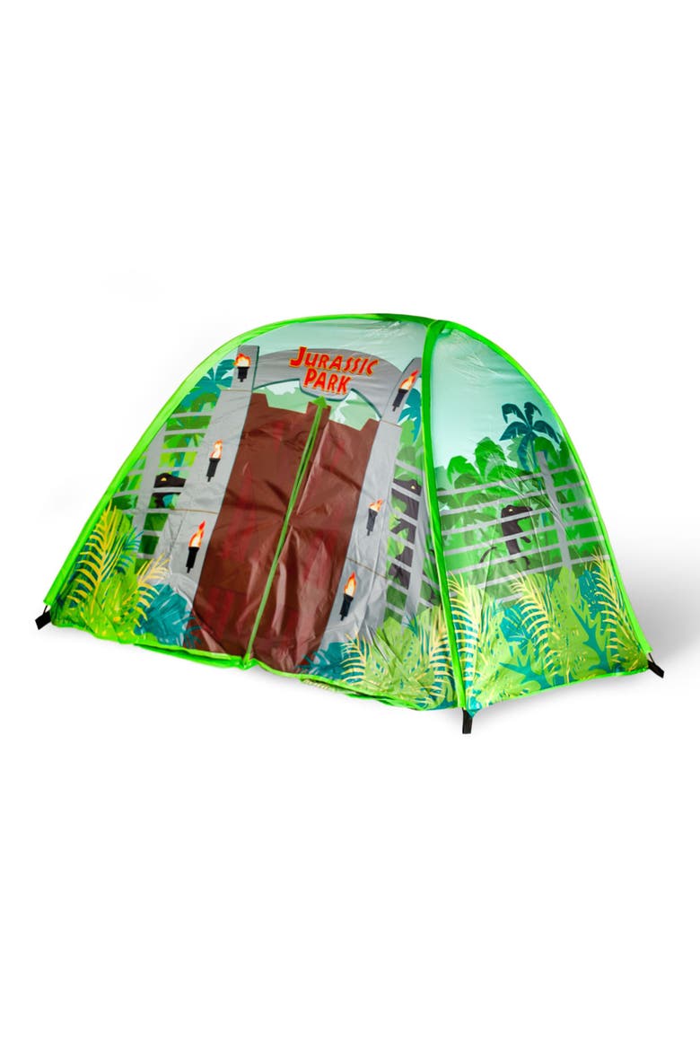 Jurassic Park Gates Indoor Bed Tent Pop-Up Canopy | 72 x 36 x 41 Inches, Main, color, Green