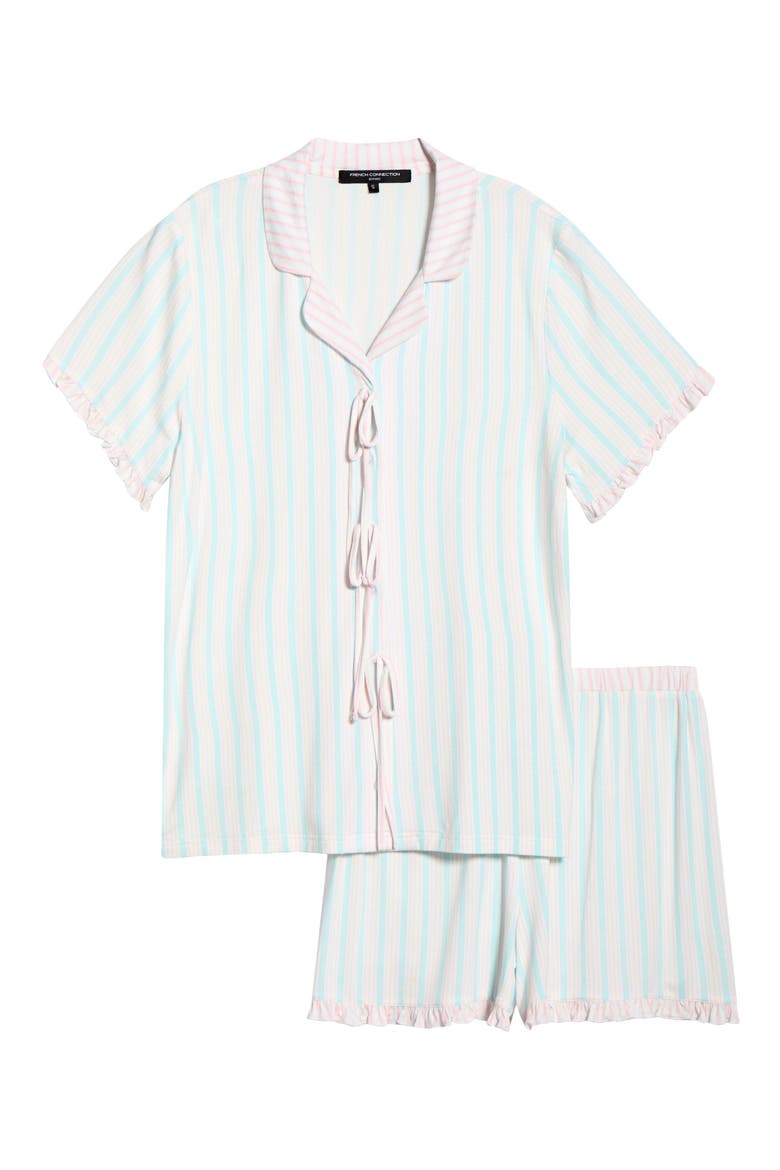 Bow Detail Stripe Short Pajamas, Alternate, color, BLUE/ PINK STRIPE