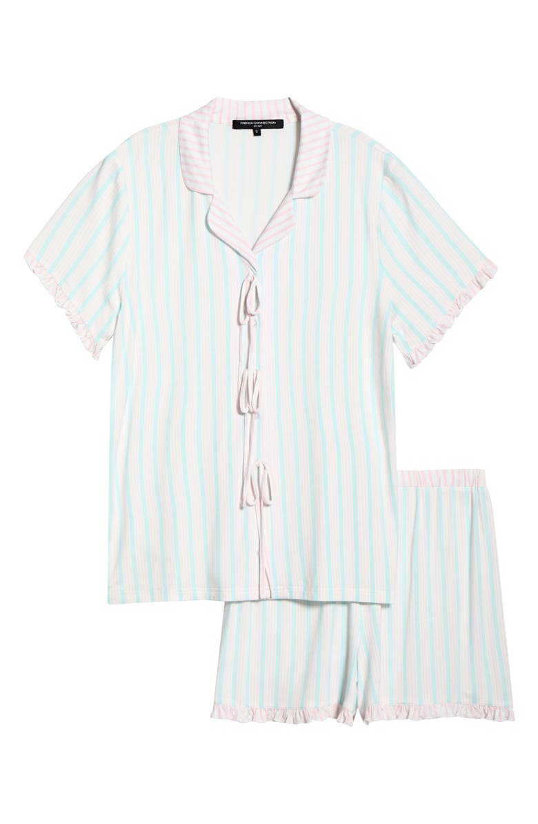 French Connection Bow Detail Stripe Short Pajamas, Alternate, color, Blue/ Pink Stripe