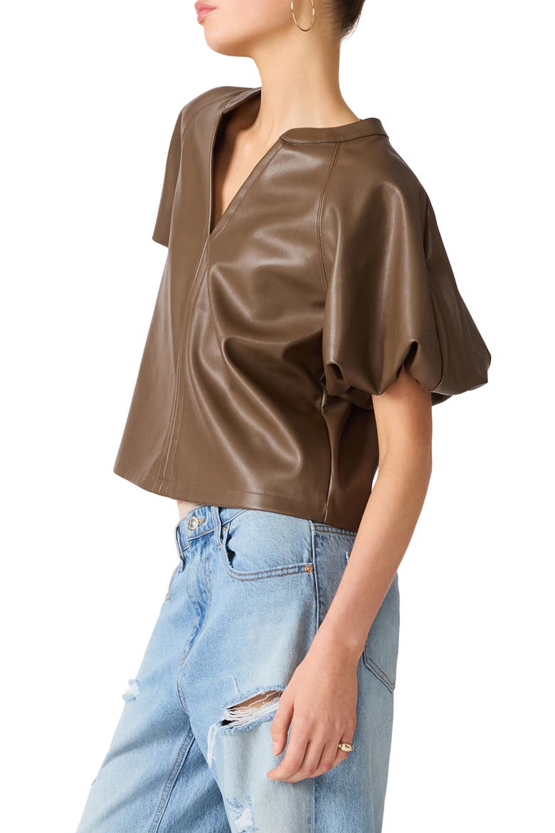 Cecila Faux Leather Top, Alternate, color, COCO