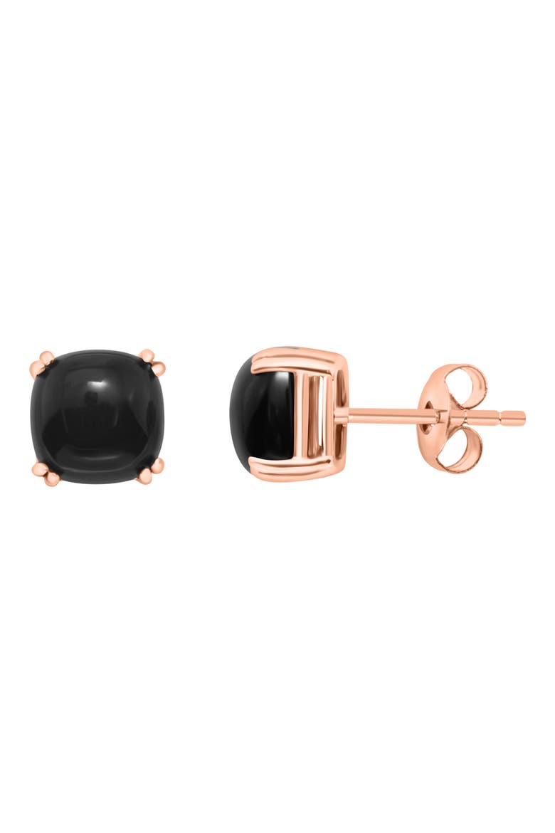14K Gold Onyx Cabochon Cushion Stud Earrings, Main, color, GOLD