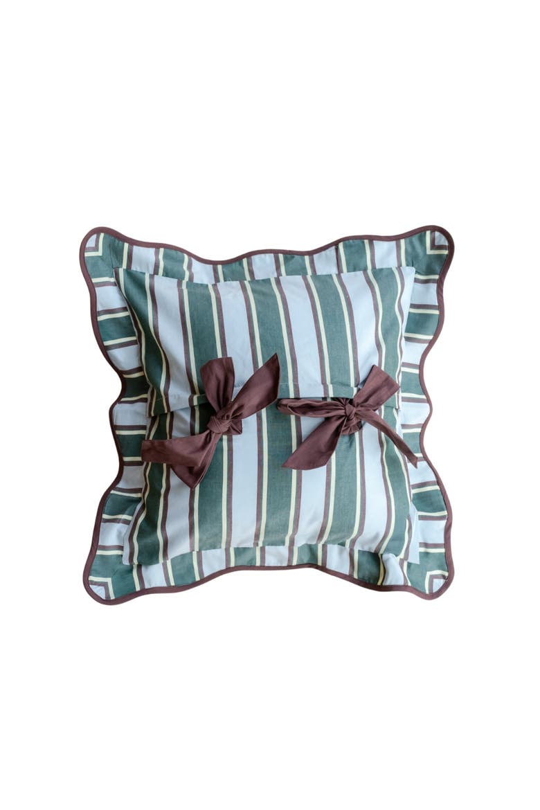 Cotton Stripe Bow Pillowcase, Main, color, Blue Stripe