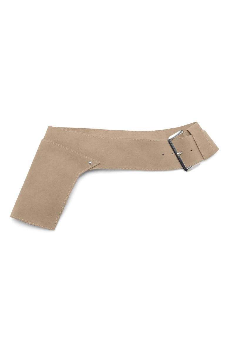 MANGO Wide Suede Belt, Main, color, Sand