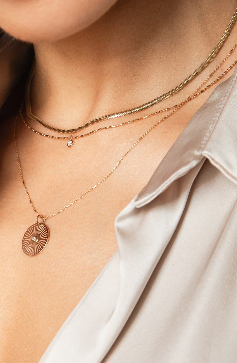 Zoë Chicco Small Sunbeam Diamond Medallion Necklace, Alternate, color, Yellow Gold/ Diamond