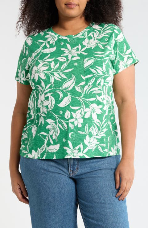 Cotton Blend Pocket T-Shirt (Plus)