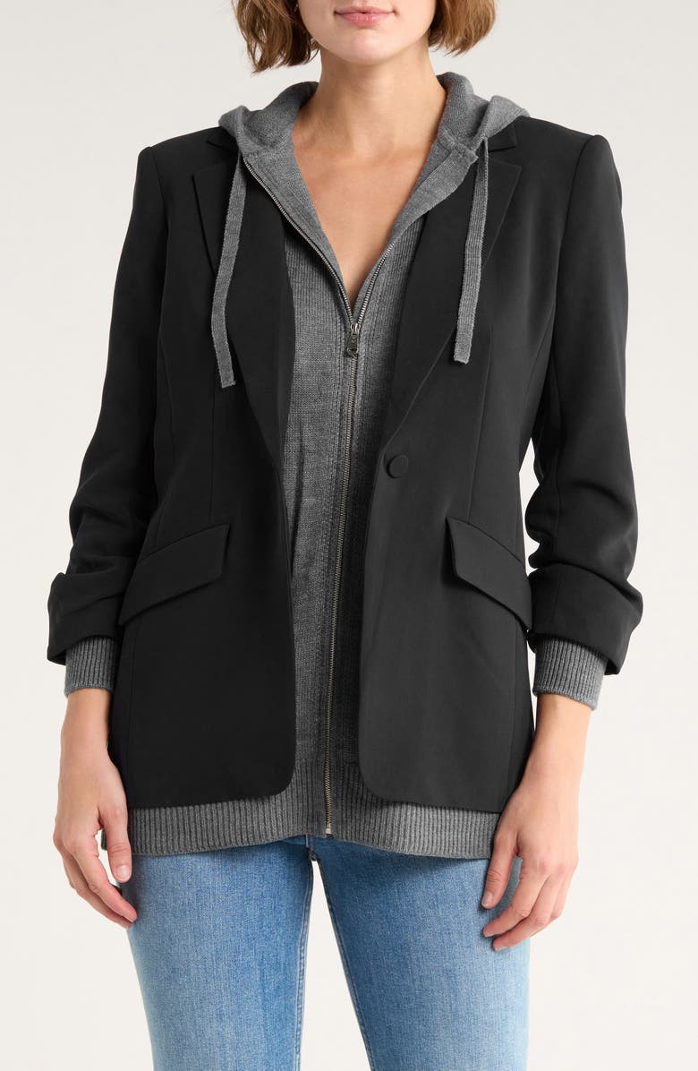 Cinq à Sept Khloe Blazer with Hooded Knit Bib, Main, color,