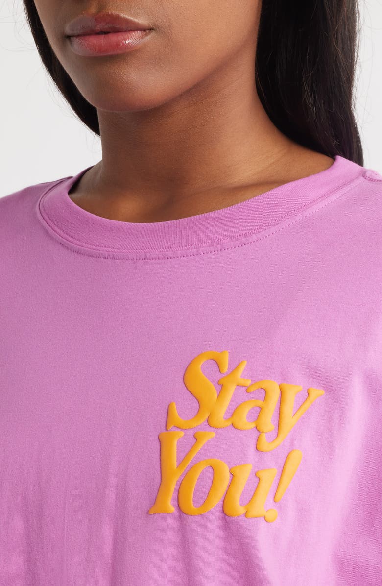 THE MAYFAIR GROUP Stay You Embroidered Oversize T-Shirt, Alternate, color, Pink