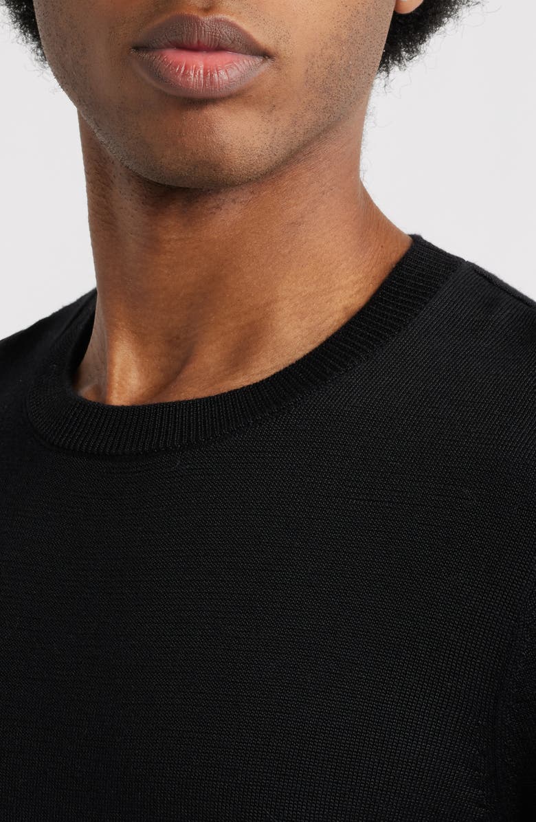 Open Edit Short Sleeve Crewneck Sweater, Alternate, color, Black