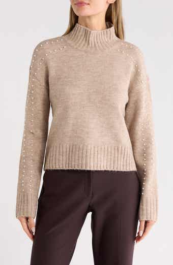 Ellen Tracy Pearly Studded Crop Sweater
