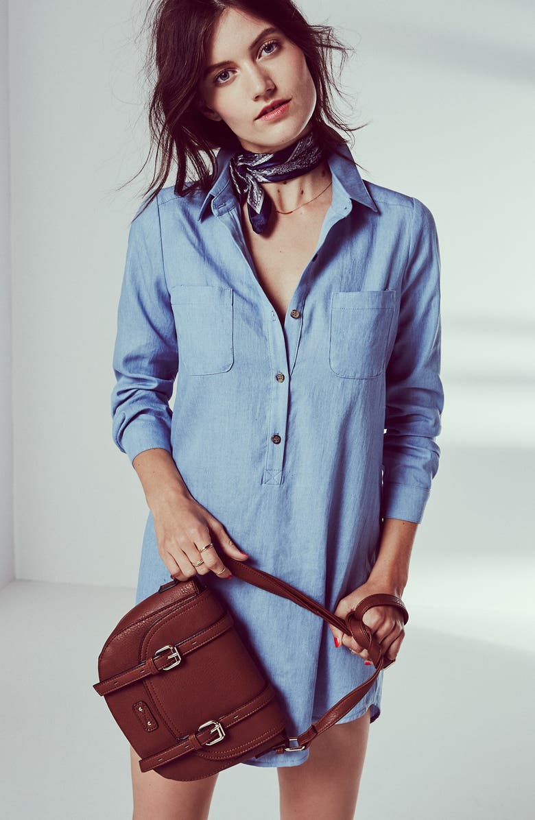 Socialite Cotton Chambray Shirtdress, Alternate, color,