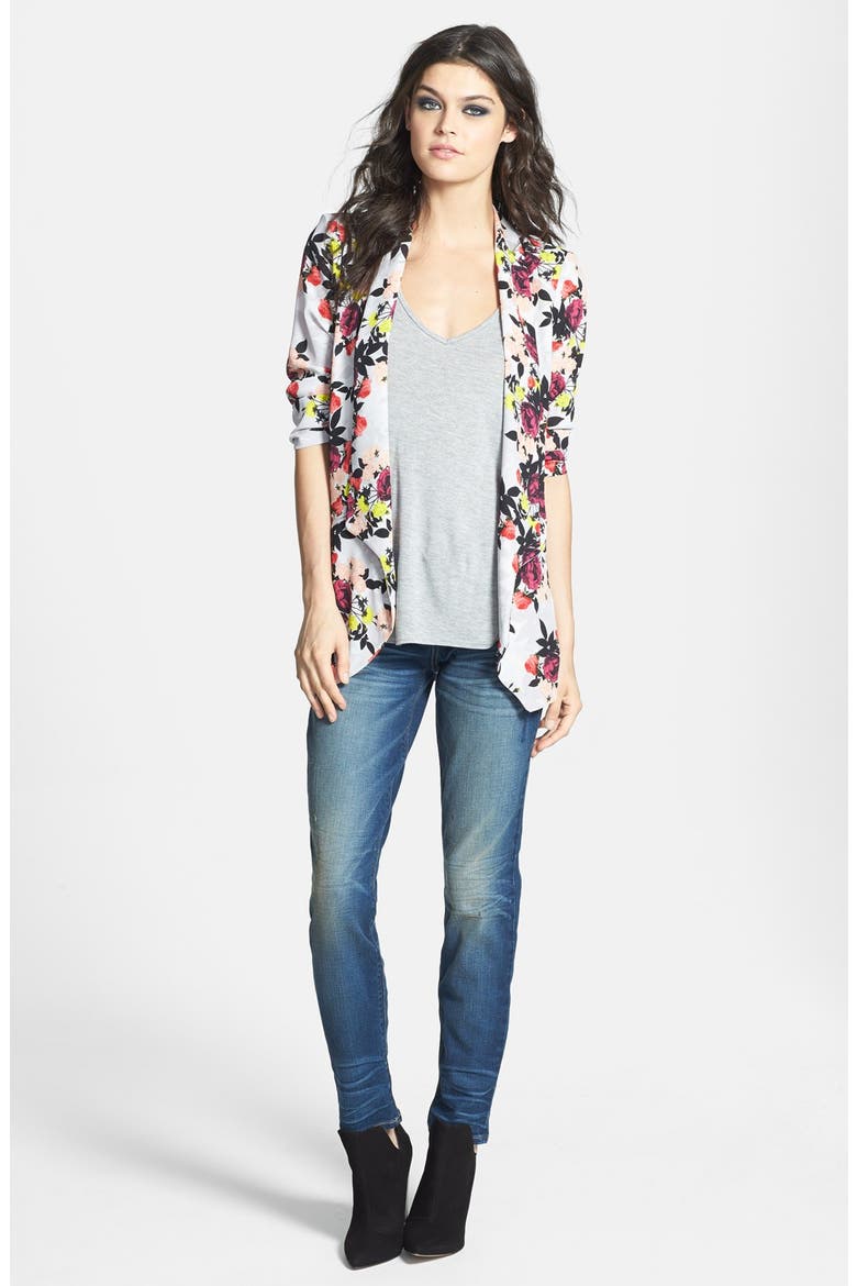 ASTR Drape Front Blazer, Alternate, color, PINK MULTI FLORAL
