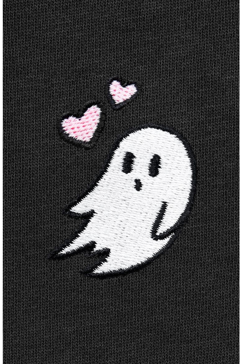 Heartly Ghost Midweight Fleece Faded Zip Hooded Sweatshirt, Alternate, color, Faded Black