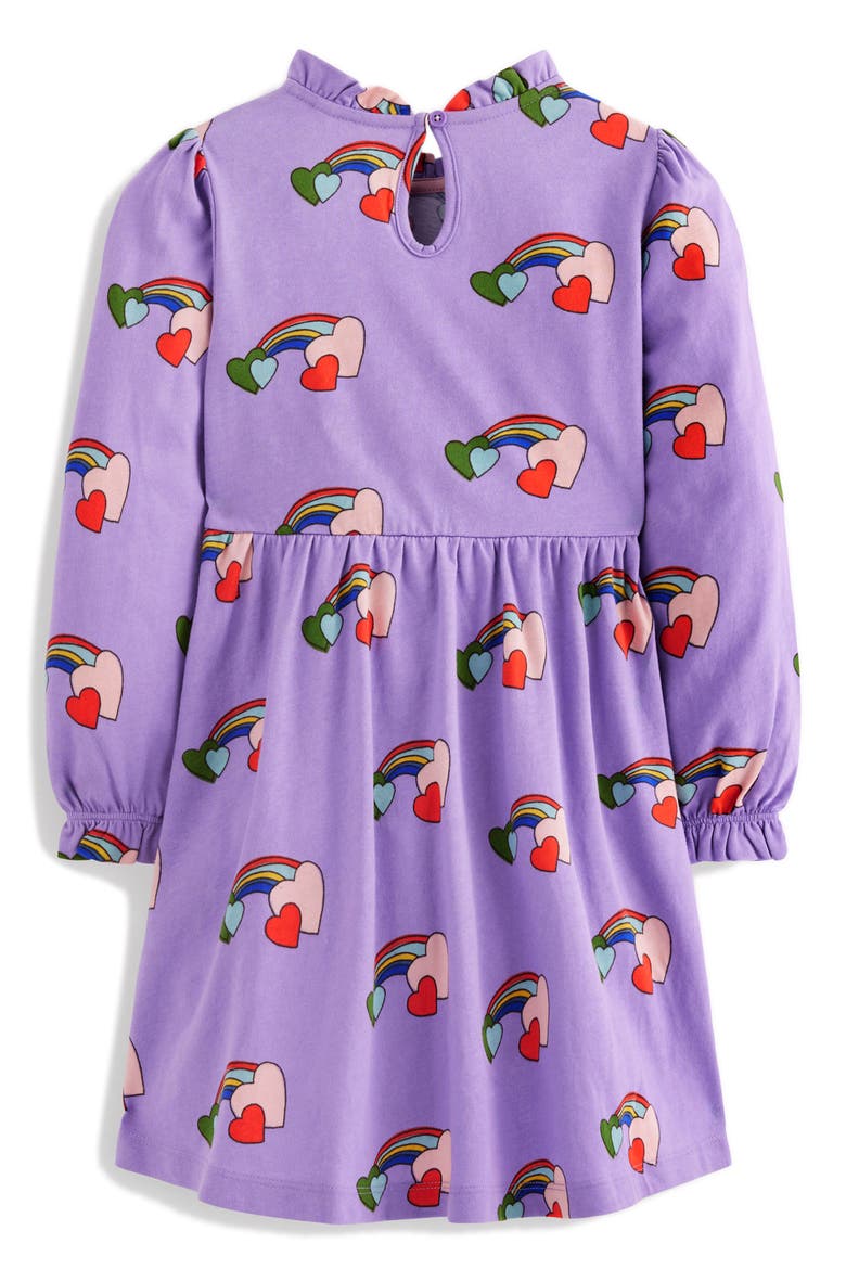 Kids' Rainbow Heart Print Long Sleeve Cotton Jersey Dress, Alternate, color, PURPLE LOVE RAINBOW