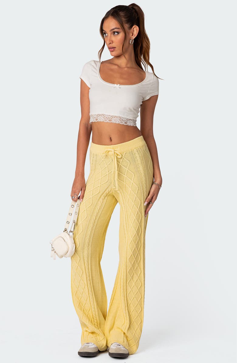 EDIKTED Kasey Cable Stitch Drawstring Pants, Alternate, color,