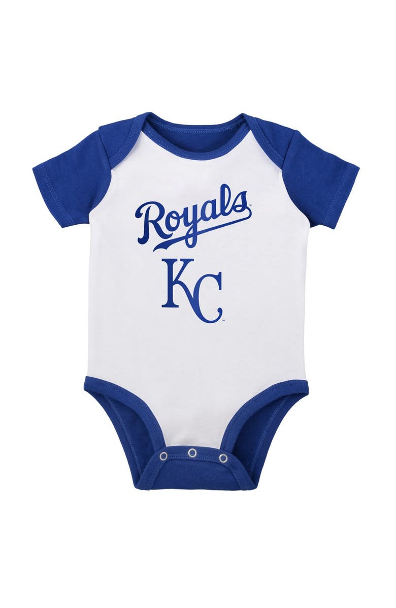 Outerstuff Infant White/Heather Gray Kansas City Royals Two-Pack Little Slugger Bodysuit Set, Alternate, color, White